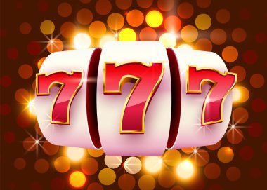 Kumar makinesi büyük ikramiyeyi kazandı. 777 Büyük Kumarhane Konsepti.