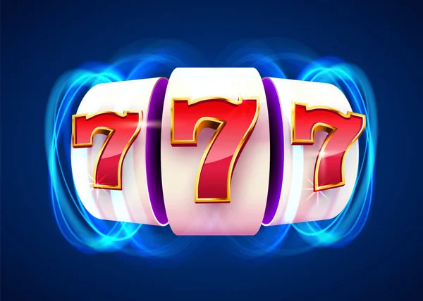 Máquina de fenda ganha o total de apostas num jogo. 777 Conceito de casino Big win. —  Vetores de Stock