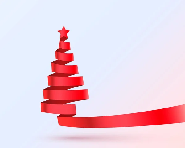 Banner de design de fita de árvore de Natal, decoração de arte . — Vetor de Stock