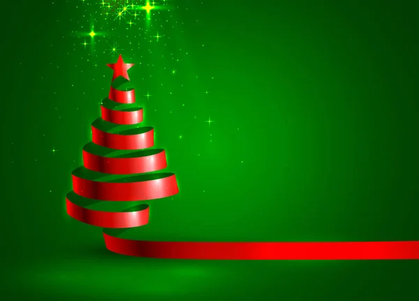 Kerstboom tape rood design banner, kunst decoratie. — Stockvector