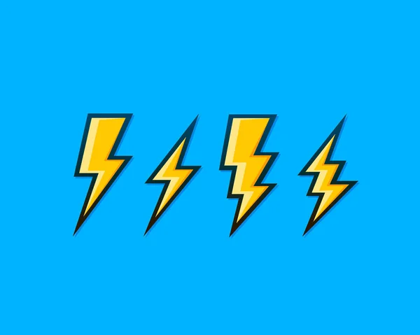 Electric lightning, set of icons on a blue background. — 스톡 벡터