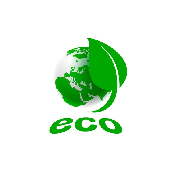 Ecologia planeta terra verde orgânico. sinal em um fundo branco . — Vetor de Stock
