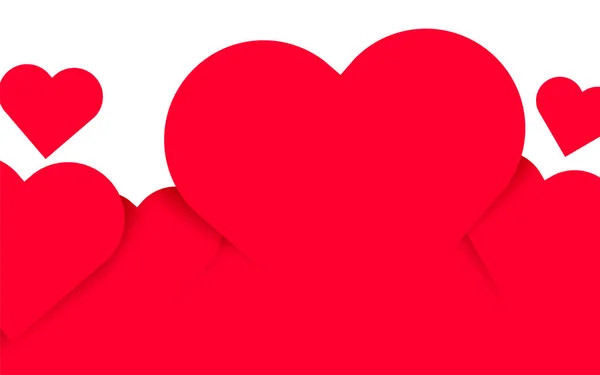 Alla hjärtans dag bakgrund med röda 3D hjärtan. Söt kärlek banner eller gratulationskort. Plats för text. Glad Alla hjärtans dag. — Stock vektor