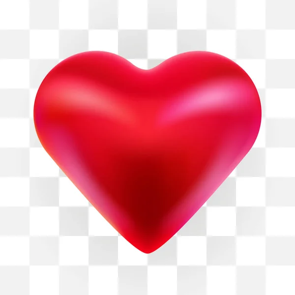 Corazón rojo de San Valentín, aislado sobre fondo transparente. Concepto de amor . — Vector de stock