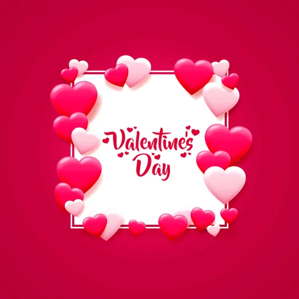 Happy Valentines Day greeting postcard. A pink heart made of small hearts. — Stock Vector