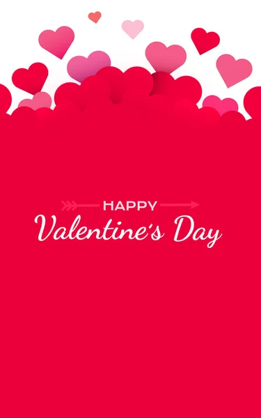 Valentines Day background with red hearts. Cute love banner or greeting card. Place for text. Happy valentines day. — 스톡 벡터