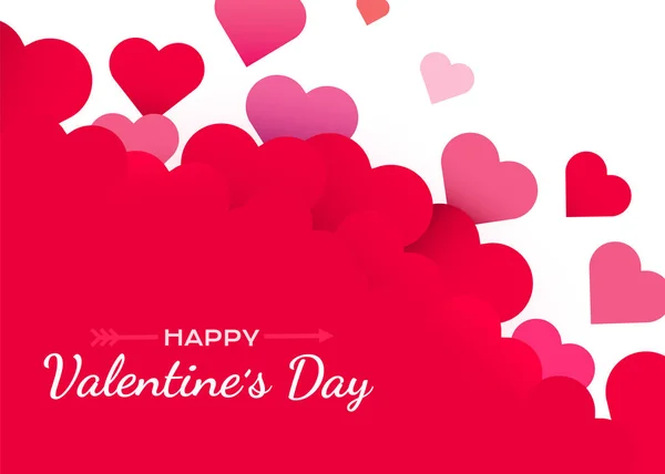 Valentines Day background with red hearts. Cute love banner or greeting card. Place for text. Happy valentines day.