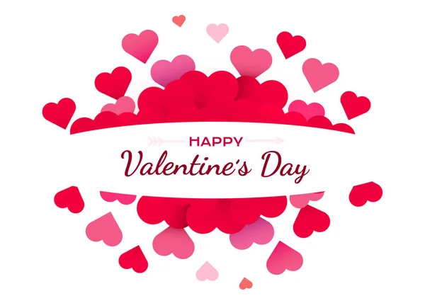Valentines den pozadí s červenými srdci. Roztomilý nápis lásky nebo pozdrav. Místo pro text. Šťastný Valentýn. — Stockový vektor