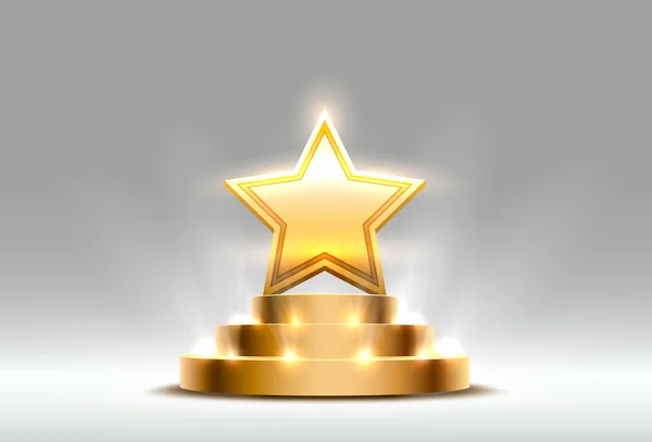 Stella miglior segno premio podio, oggetto d'oro . — Vettoriale Stock