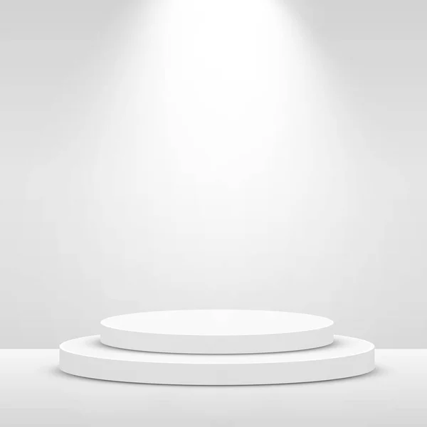 Stage Podium Scene for Award Ceremony illuminated with spotlight. Award ceremony concept. Stage backdrop. — Stock Vector