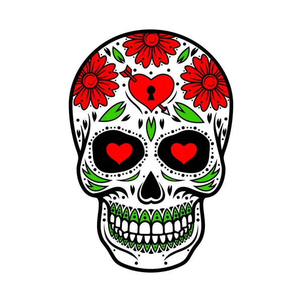 Day Of The Dead Skull. Skull sugar flower. — Stock Vector