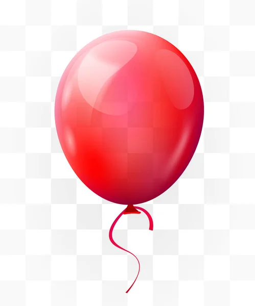 Red balloon on transparent background. Greeting, happy birthday concept. — 스톡 벡터