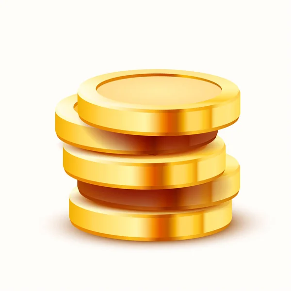 Stack av gyllene mynt isolerad på vit bakgrund. — Stock vektor