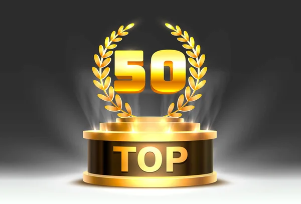 Top 50 καλύτερο σύμβολο βραβείο βάθρο, χρυσό αντικείμενο. — Διανυσματικό Αρχείο