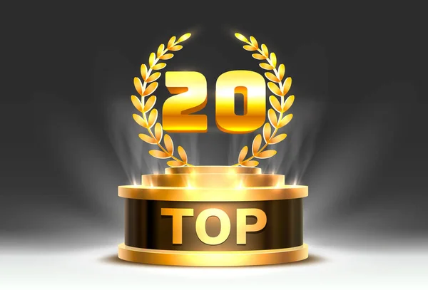 Top 20 melhor sinal de prêmio pódio, objeto dourado . —  Vetores de Stock