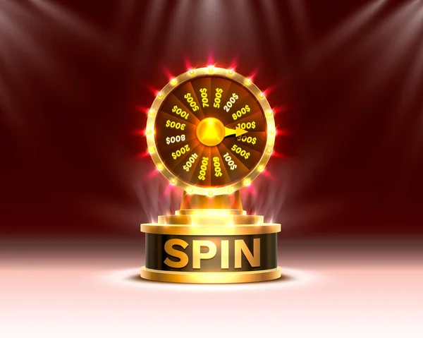 Casino spin colorful fortune wheel. scene background. — Stock vektor