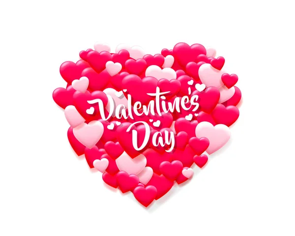 Boldog Valentin-napi üdvözlőlapot. Rózsaszín szív, kis szívekből. — Stock Vector