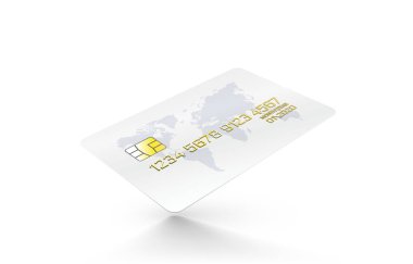Elektronik kredi kartı simgesi, beyaz arkaplan, finans teknolojisi.