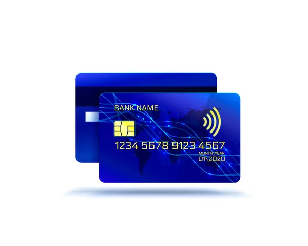 Elektronische Kreditkartensymbol, Finanztechnologie, weißer Hintergrund. — Stockvektor