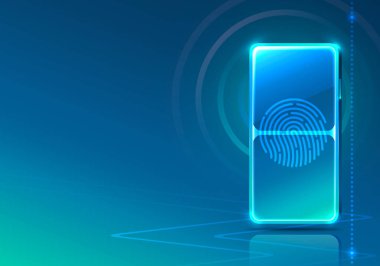 Ekran telefonu neon ikonu tarayıcısı modern. mavi arkaplan.