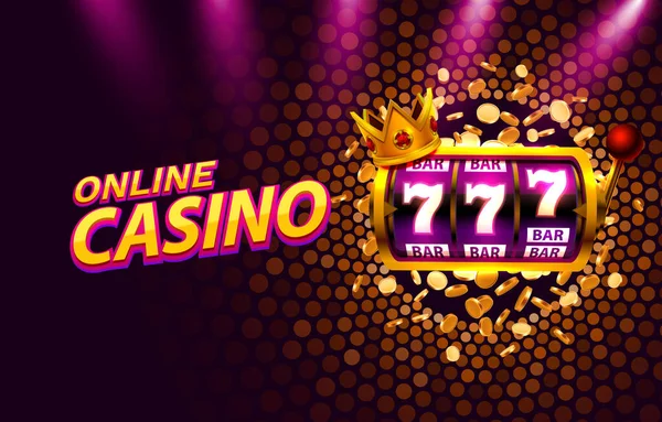 King Slots 777 Banner Casino auf dem goldenen Hintergrund. — Stockvektor