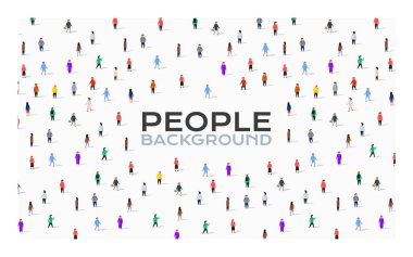 Beyaz arka planda geniş bir grup insan. Halk iletişimi kavramı.