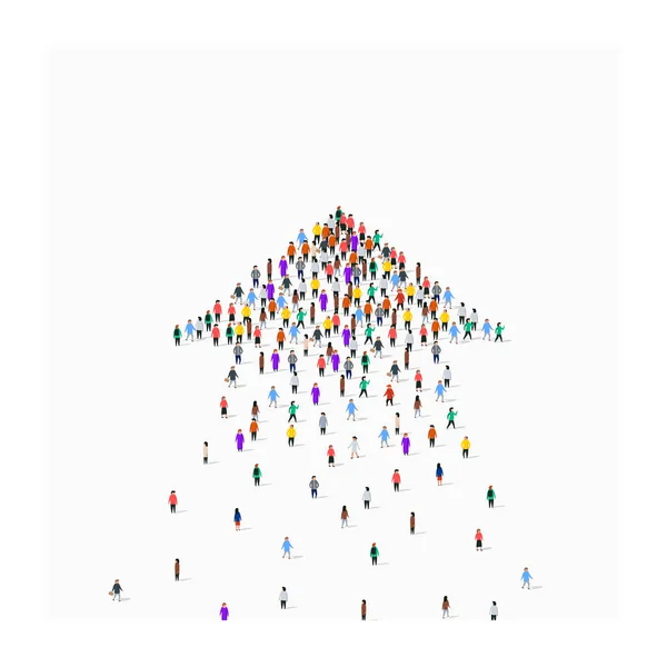 Large group of people in an arrow. — Stock Vector