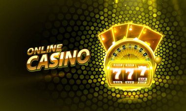 Casino 3D kapak, slot makineleri ve kartlar ile rulet, sahne arka plan sanatı.