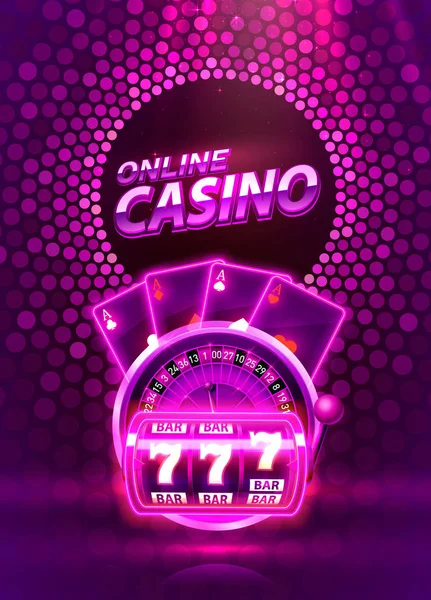 Casino 3D Cover, spelautomater och roulette med kort, scen bakgrunds konst. — Stock vektor