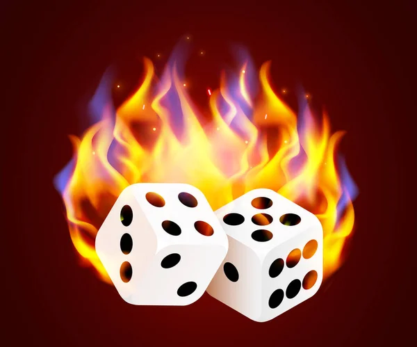 Brûler les dés de casino. Concept de jeu de casino chaud . — Image vectorielle