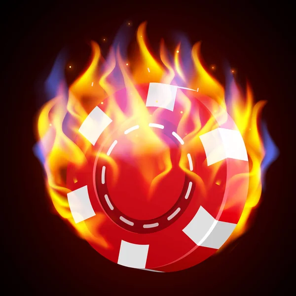 Une puce de casino en feu. Concept de casino chaud. Poker de feu . — Image vectorielle