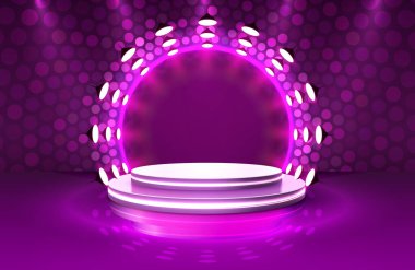 Işık, Sahne Podyumu Sahnesi ve Mor Arkaplan Ödül Töreni.