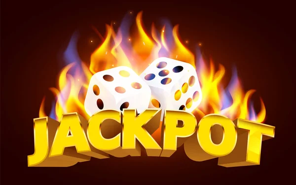 Het verbranden van casino dices. Heet casino concept. Vuurspel. — Stockvector