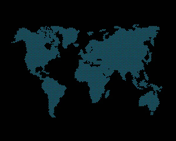 Karte globaler Planet Erde Punkt schwarzer Hintergrund. — Stockvektor