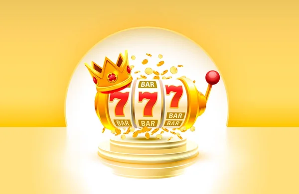 King slots 777 banner casino op de gele achtergrond. — Stockvector