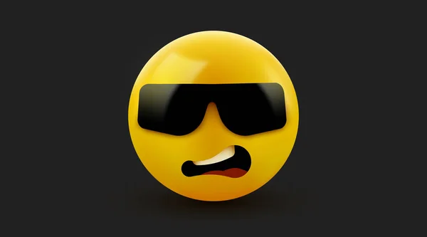 Cara con gafas de sol emoji - emoticono con gafas de sol oscuras. Como un jefe . — Vector de stock