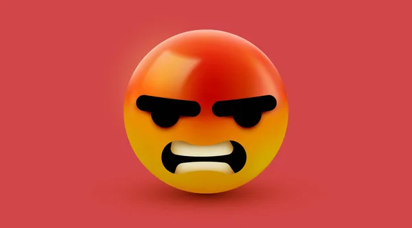 Emoji enojado, enojado, emoticono. Redes sociales sonrientes . — Archivo Imágenes Vectoriales