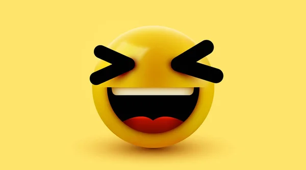 3D smiling ball sign Emoticon Icon Design for Social Network. Grinning emoticon. Emoji, smiley concept. — Stock Vector