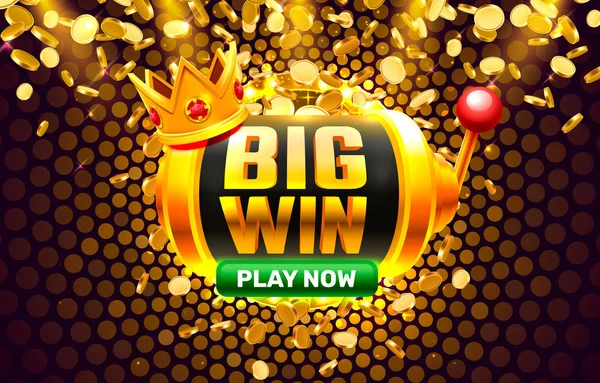Big Win casino coin, cash machine play now. — Stock Vector