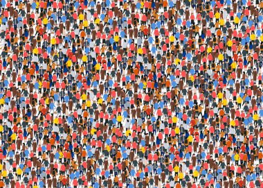 Beyaz zemin üzerine kalabalık insanların büyük grup.