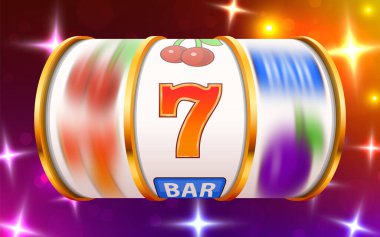 Kumar makinesi büyük ikramiyeyi kazandı. 777 Büyük Kumarhane Konsepti.