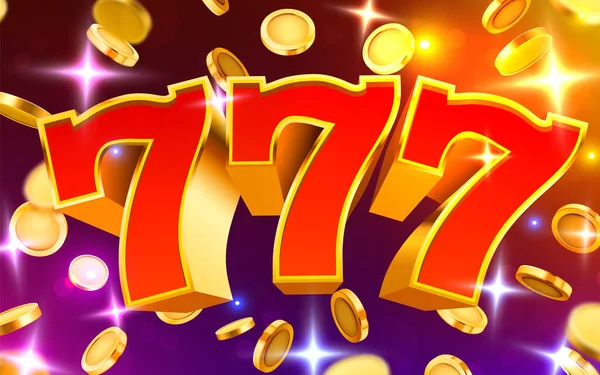 Goldener Spielautomat 777 gewinnt den Jackpot. Big-Win-Konzept. — Stockvektor