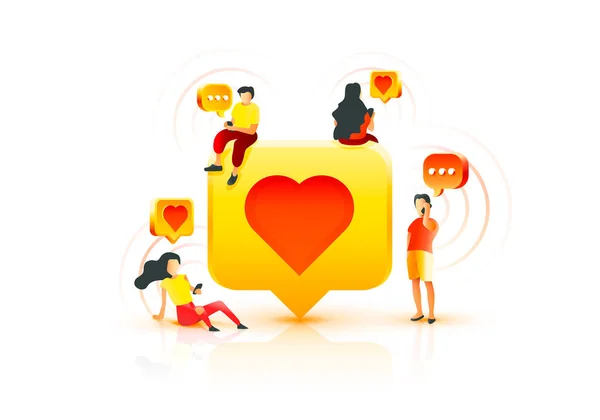 People communicate by mobile phone, chat with each other, exchange information, happy people chat. — Stock Vector