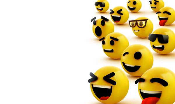 Emoji gult blinkande ansikte. Rolig tecknad emoticon ikon. 3D-illustration för chatt eller meddelande. — Stock vektor