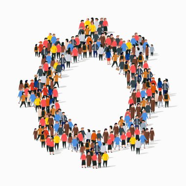 Large group of people in the form of gear.