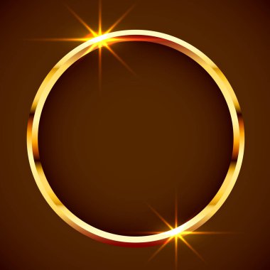 Altın sarısı, klasik daire sınırı. Altın lüks gerçekçi çerçeve.