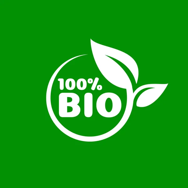 Bio Foglia organica verde di un albero, icona su sfondo bianco . — Vettoriale Stock