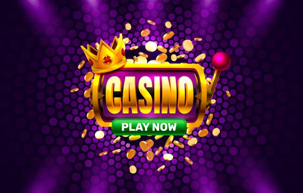 Jackpot casino coin, cash machine play now. — Stock Vector
