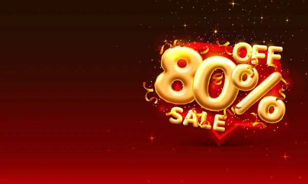 Sale 80 off ballon number on the red background.