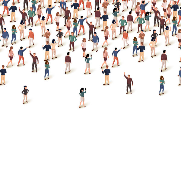 Большая группа людей на белом фоне. Концепция общения людей.